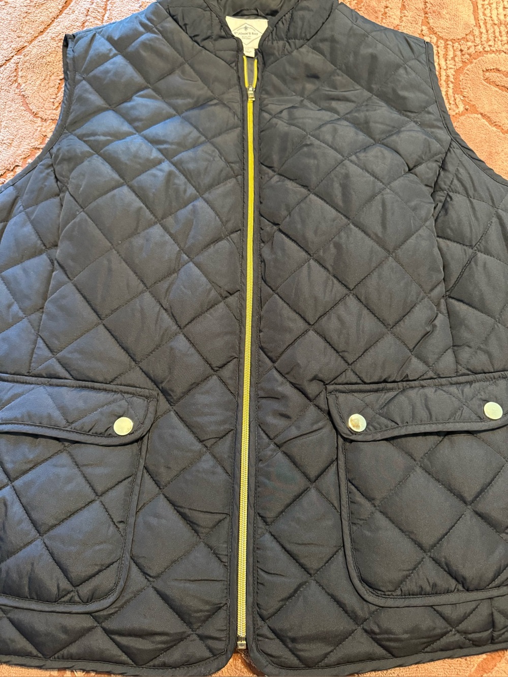St. John's Bay Women's Midweight Quilted Vest Black Gold Hardware Plus Size XXL